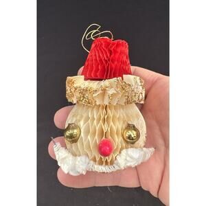 Bea West Honeycomb Paper Santa Glass Ball Eyes Christmas Tree Ornament Japan
